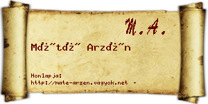 Máté Arzén névjegykártya